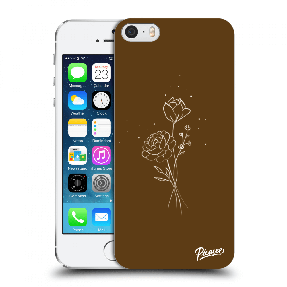 Picasee Apple iPhone 5/5S/SE Hülle - Transparentes Silikon - Brown flowers
