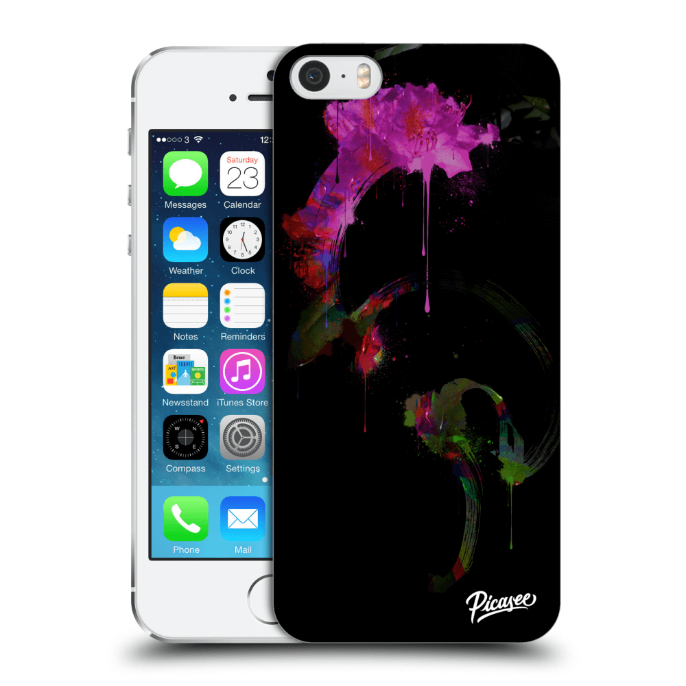 Picasee Apple iPhone 5/5S/SE Hülle - Transparentes Silikon - Peony black