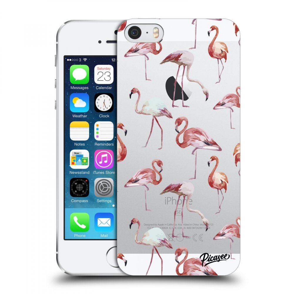 Picasee Apple iPhone 5/5S/SE Hülle - Transparentes Silikon - Flamingos