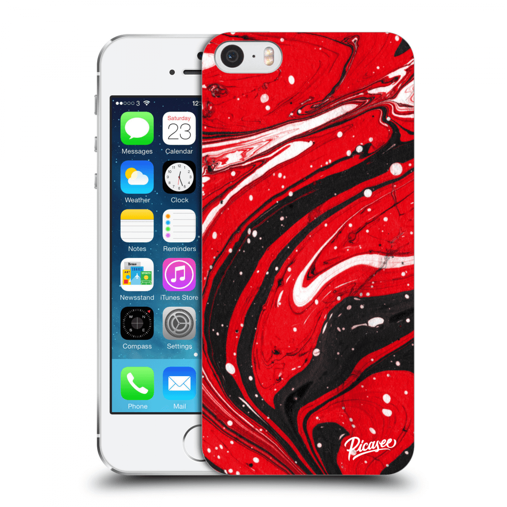 Picasee Apple iPhone 5/5S/SE Hülle - Transparentes Silikon - Red black