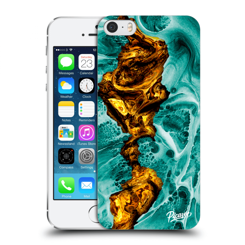 Picasee Apple iPhone 5/5S/SE Hülle - Transparentes Silikon - Goldsky