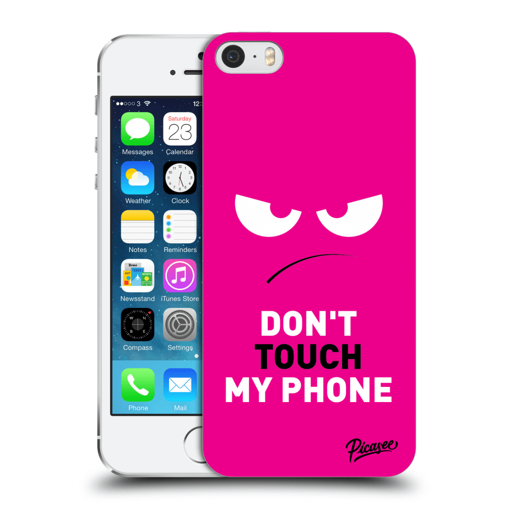 Picasee Apple iPhone 5/5S/SE Hülle - Transparentes Silikon - Angry Eyes - Pink