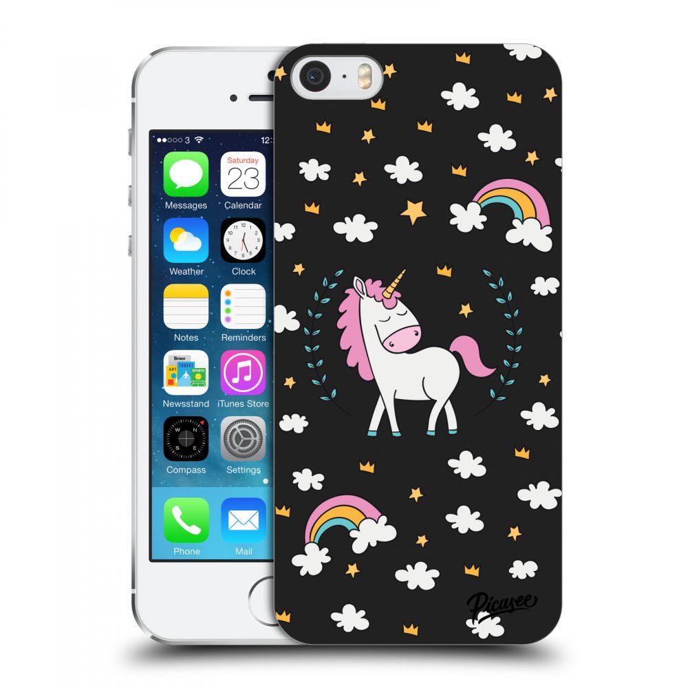 Picasee Apple iPhone 5/5S/SE Hülle - Schwarzer Kunststoff - Unicorn star heaven