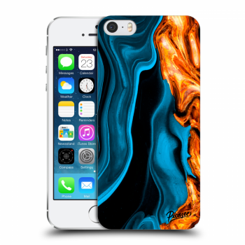 Picasee Apple iPhone 5/5S/SE Hülle - Transparentes Silikon - Gold blue