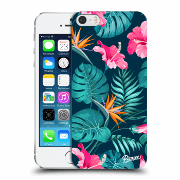 Picasee Apple iPhone 5/5S/SE Hülle - Transparentes Silikon - Pink Monstera
