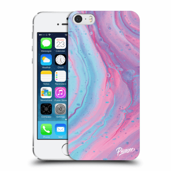 Picasee Apple iPhone 5/5S/SE Hülle - Transparentes Silikon - Pink liquid