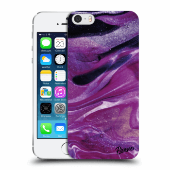Picasee Apple iPhone 5/5S/SE Hülle - Transparentes Silikon - Purple glitter