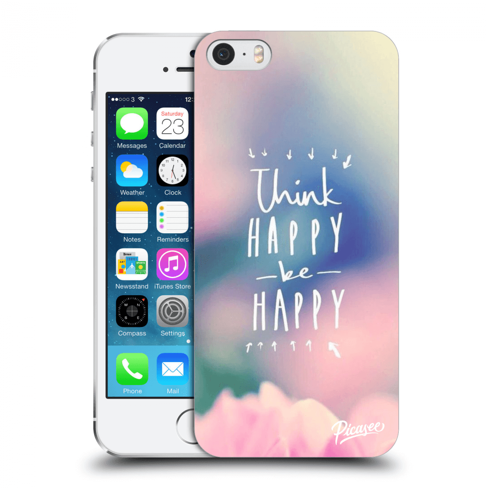 Picasee Apple iPhone 5/5S/SE Hülle - Schwarzer Kunststoff - Think happy be happy
