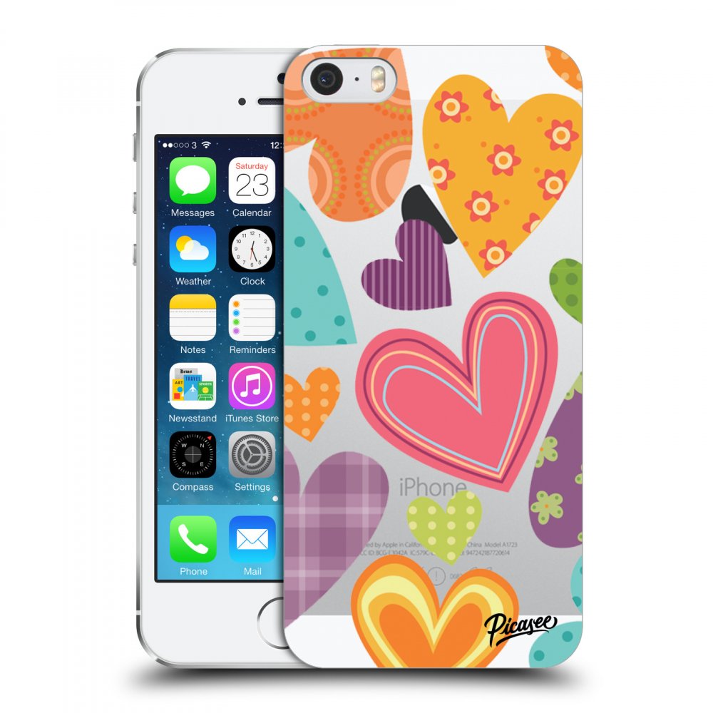 Picasee Apple iPhone 5/5S/SE Hülle - Transparentes Silikon - Colored heart