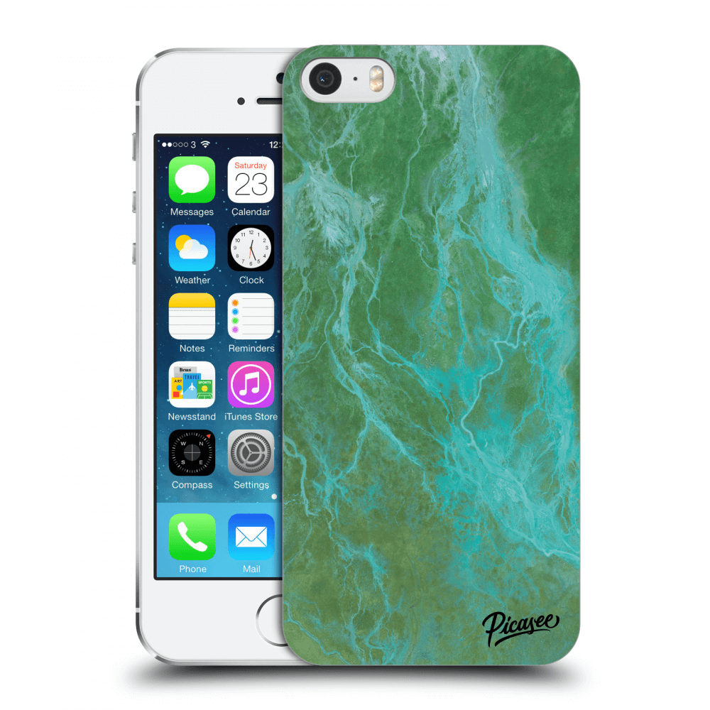 Picasee Apple iPhone 5/5S/SE Hülle - Transparenter Kunststoff - Green marble