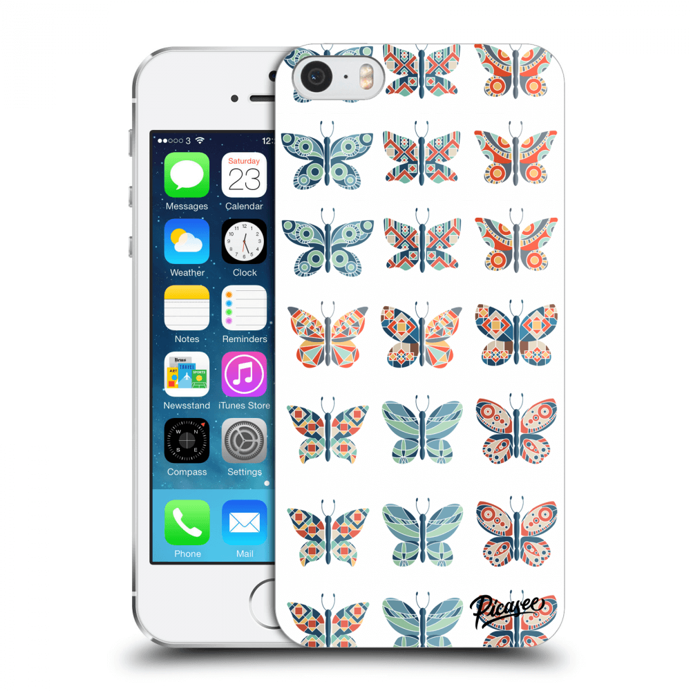 Picasee Apple iPhone 5/5S/SE Hülle - Schwarzer Kunststoff - Butterflies