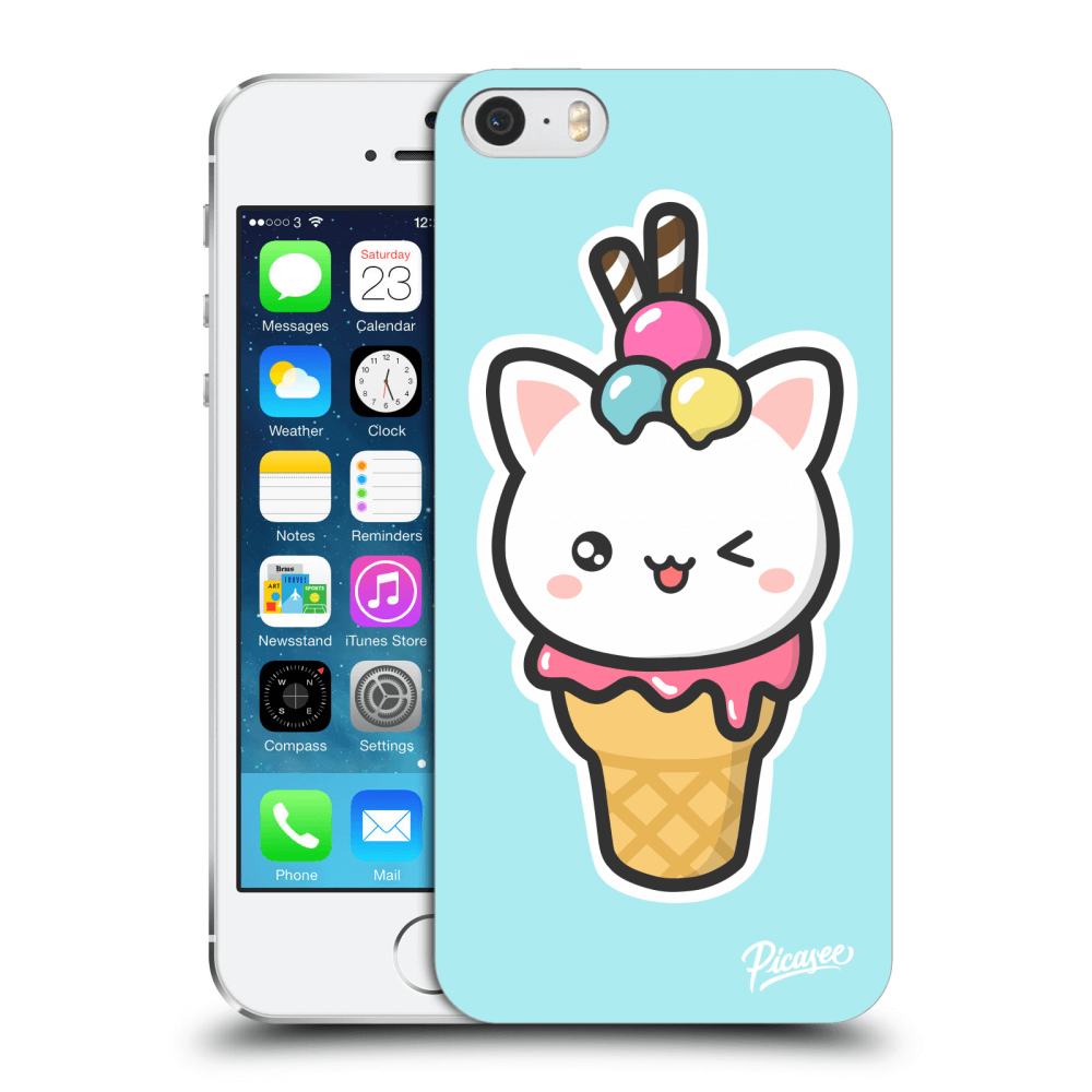 Picasee Apple iPhone 5/5S/SE Hülle - Transparentes Silikon - Ice Cream Cat