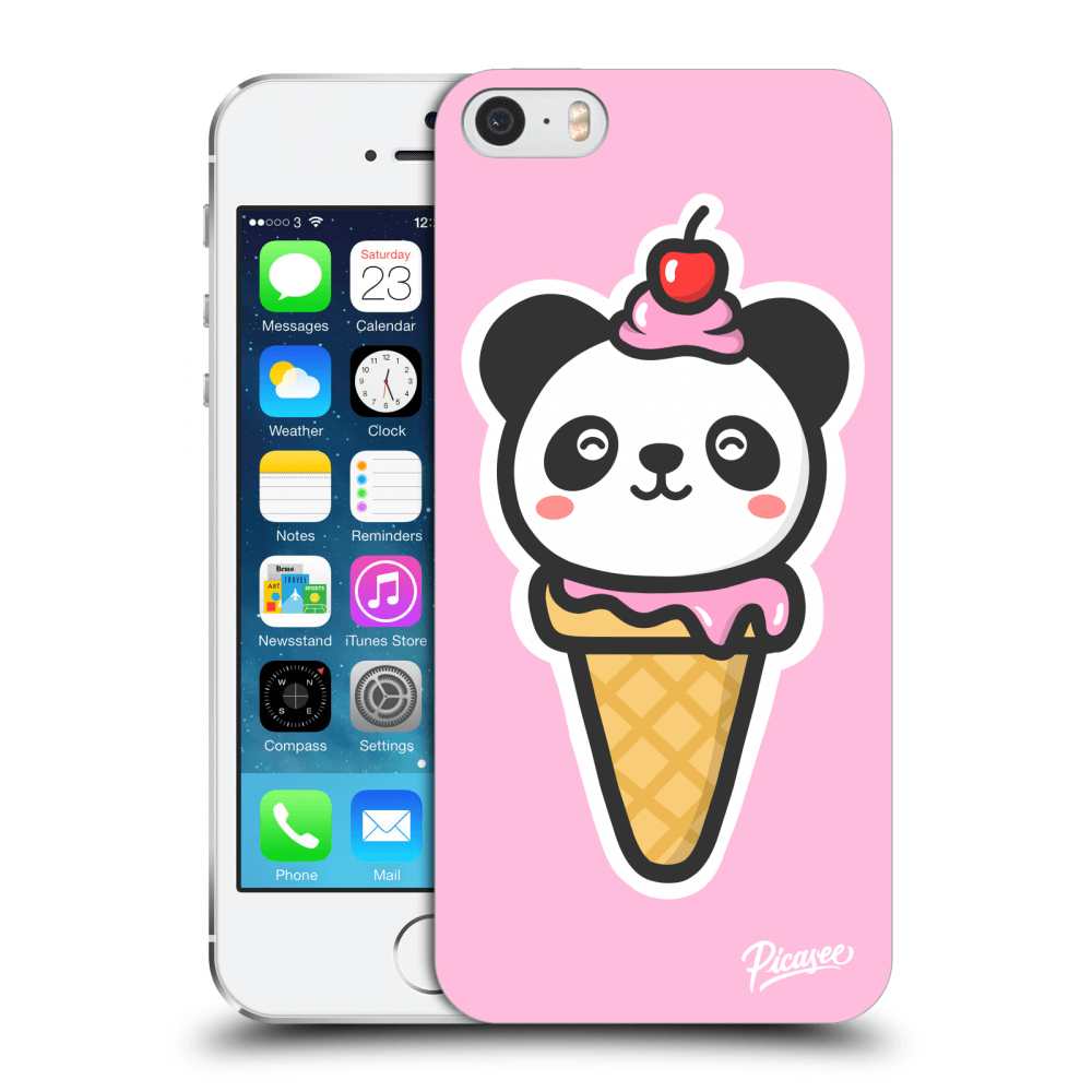 Picasee Apple iPhone 5/5S/SE Hülle - Schwarzer Kunststoff - Ice Cream Panda