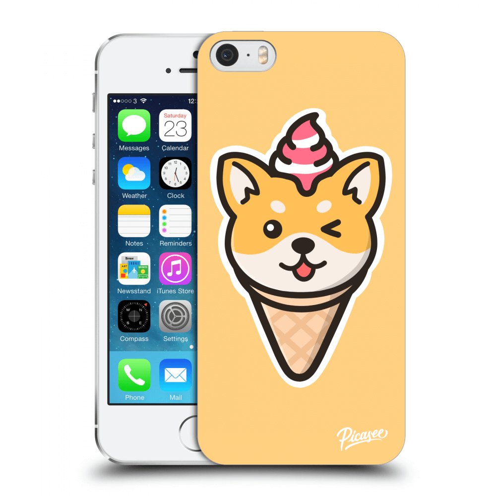 Picasee Apple iPhone 5/5S/SE Hülle - Schwarzer Kunststoff - Ice Cream Shiba