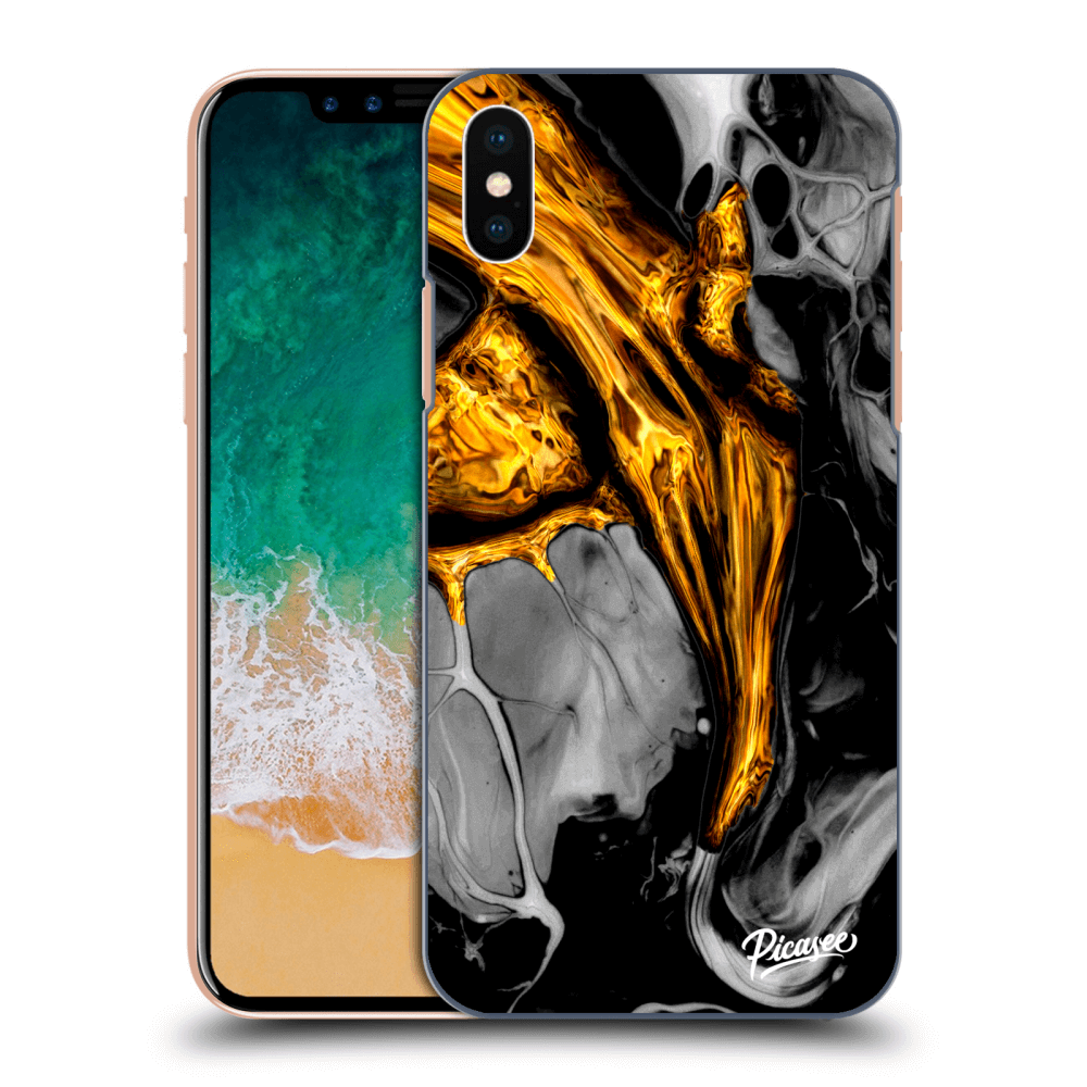 Picasee Apple iPhone X/XS Hülle - Schwarzes Silikon - Black Gold