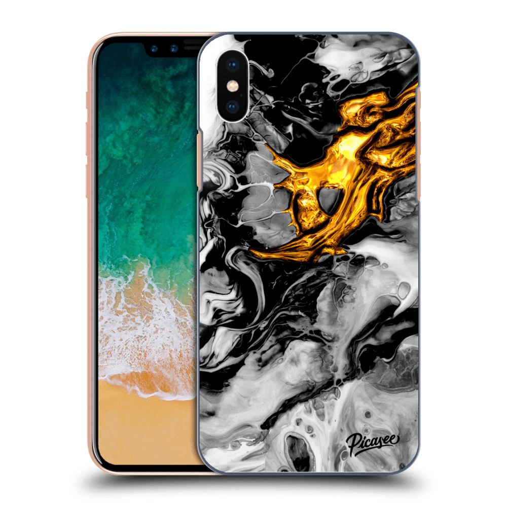 Picasee Apple iPhone X/XS Hülle - Transparentes Silikon - Black Gold 2