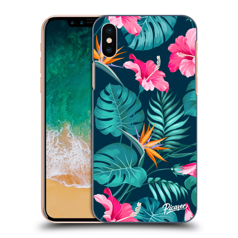 Picasee Apple iPhone X/XS Hülle - Transparentes Silikon - Pink Monstera