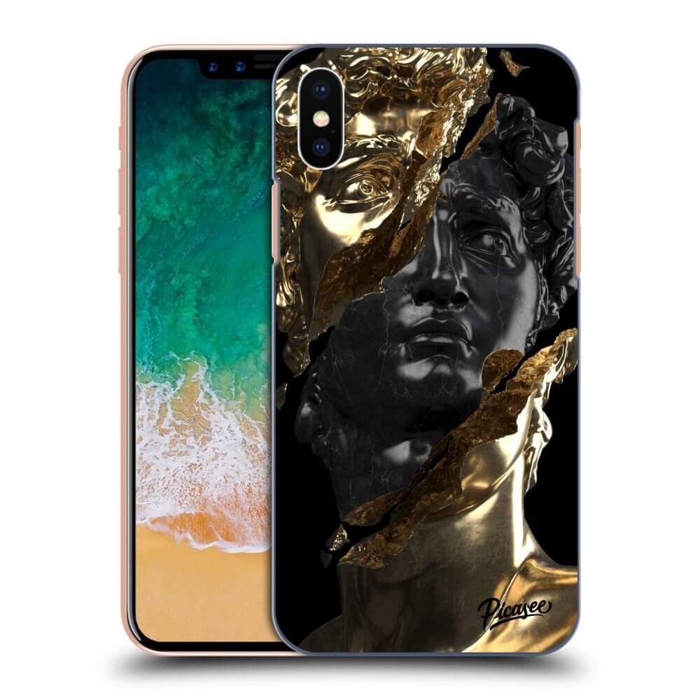 Picasee Apple iPhone X/XS Hülle - Schwarzes Silikon - Gold - Black