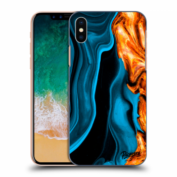 Picasee Apple iPhone X/XS Hülle - Schwarzes Silikon - Gold blue