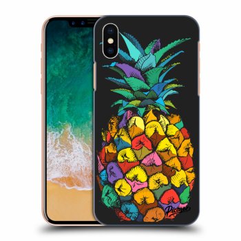 Picasee Apple iPhone X/XS Hülle - Schwarzes Silikon - Pineapple
