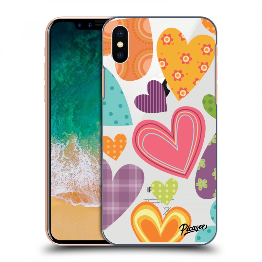 Picasee Apple iPhone X/XS Hülle - Transparentes Silikon - Colored heart