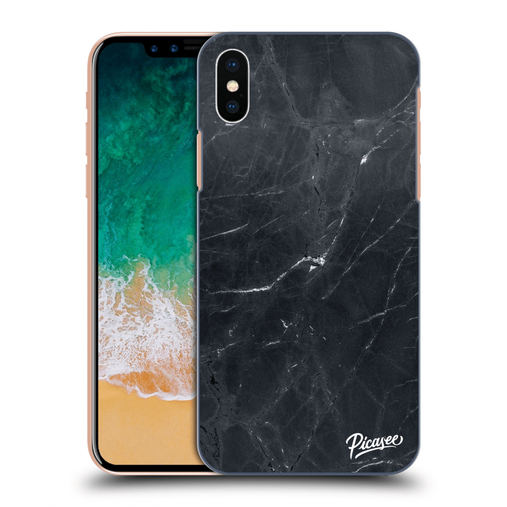 Picasee Apple iPhone X/XS Hülle - Schwarzes Silikon - Black marble
