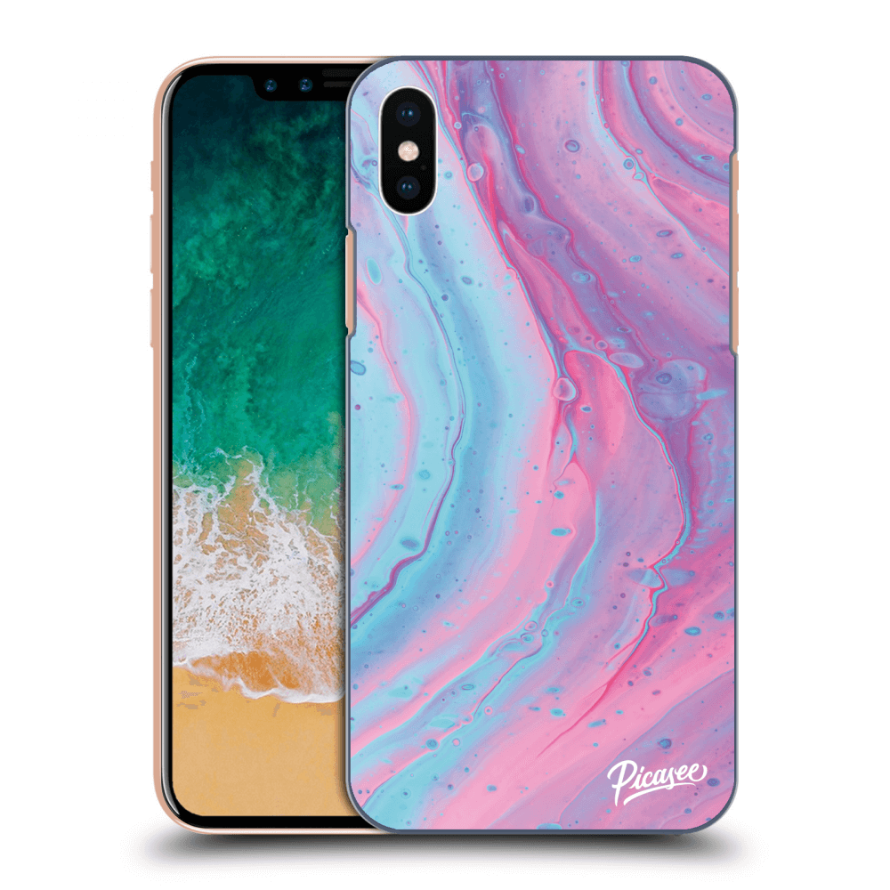 Picasee Apple iPhone X/XS Hülle - Transparentes Silikon - Pink liquid