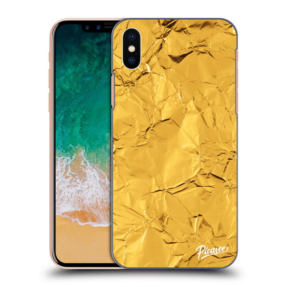 Picasee Apple iPhone X/XS Hülle - Transparentes Silikon - Gold