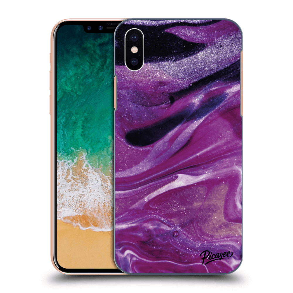 Picasee Apple iPhone X/XS Hülle - Transparentes Silikon - Purple glitter