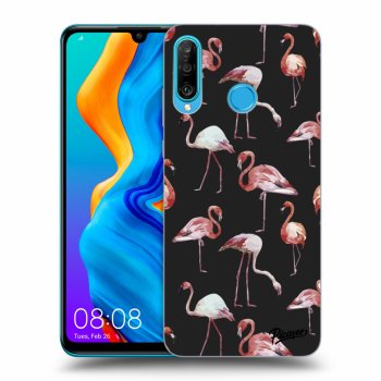 Picasee Huawei P30 Lite Hülle - Schwarzes Silikon - Flamingos