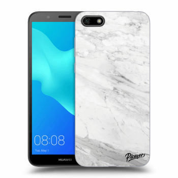 Picasee Huawei Y5 2018 Hülle - Schwarzes Silikon - White marble