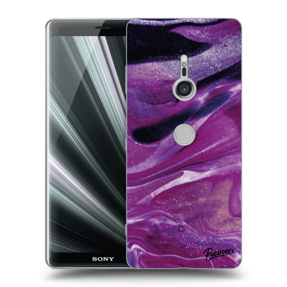 Picasee Sony Xperia XZ3 Hülle - Transparentes Silikon - Purple glitter