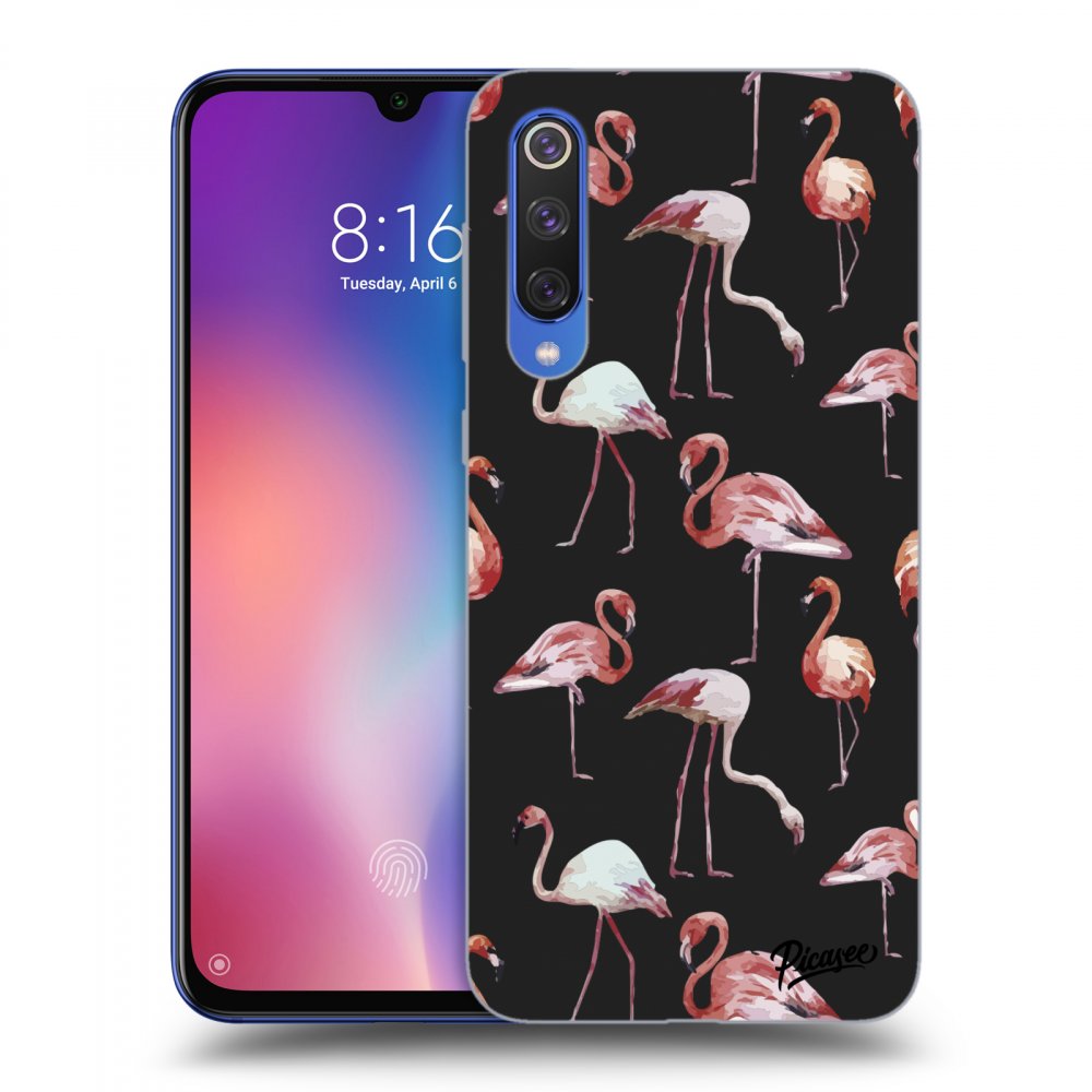 Picasee Xiaomi Mi 9 SE Hülle - Schwarzes Silikon - Flamingos
