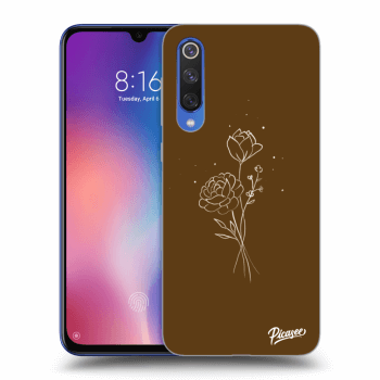 Picasee Xiaomi Mi 9 SE Hülle - Schwarzes Silikon - Brown flowers