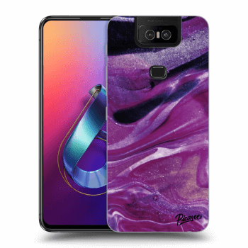 Picasee Asus Zenfone 6 ZS630KL Hülle - Transparentes Silikon - Purple glitter