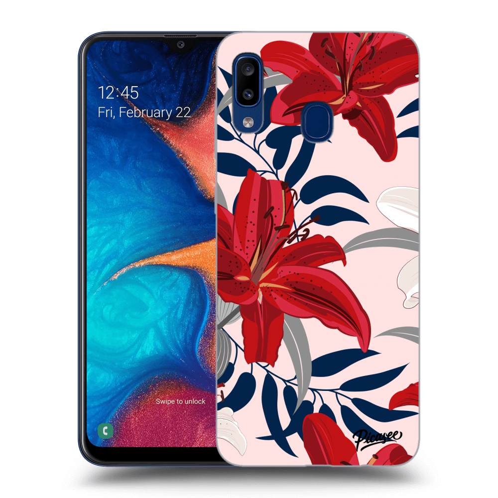 Picasee Samsung Galaxy A20e A202F Hülle - Transparentes Silikon - Red Lily