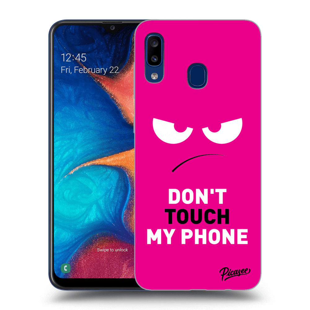 Picasee Samsung Galaxy A20e A202F Hülle - Transparentes Silikon - Angry Eyes - Pink