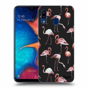 Picasee Samsung Galaxy A20e A202F Hülle - Schwarzes Silikon - Flamingos
