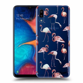 Picasee Samsung Galaxy A20e A202F Hülle - Transparentes Silikon - Flamingos