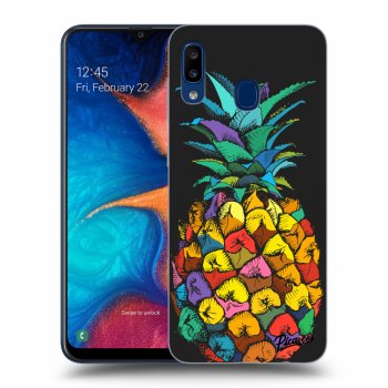 Picasee Samsung Galaxy A20e A202F Hülle - Schwarzes Silikon - Pineapple