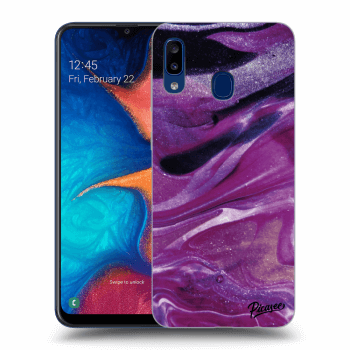 Picasee Samsung Galaxy A20e A202F Hülle - Transparentes Silikon - Purple glitter