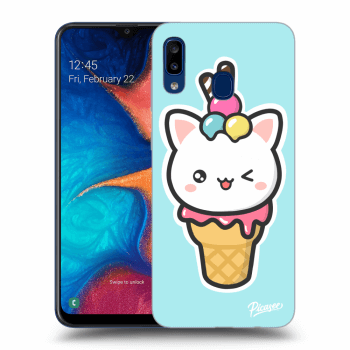 Picasee Samsung Galaxy A20e A202F Hülle - Schwarzes Silikon - Ice Cream Cat