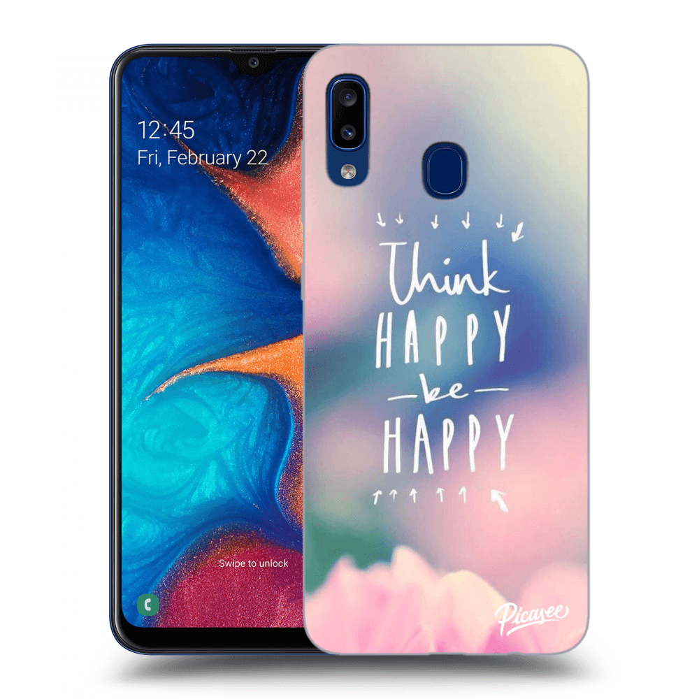 Picasee Samsung Galaxy A20e A202F Hülle - Transparentes Silikon - Think happy be happy