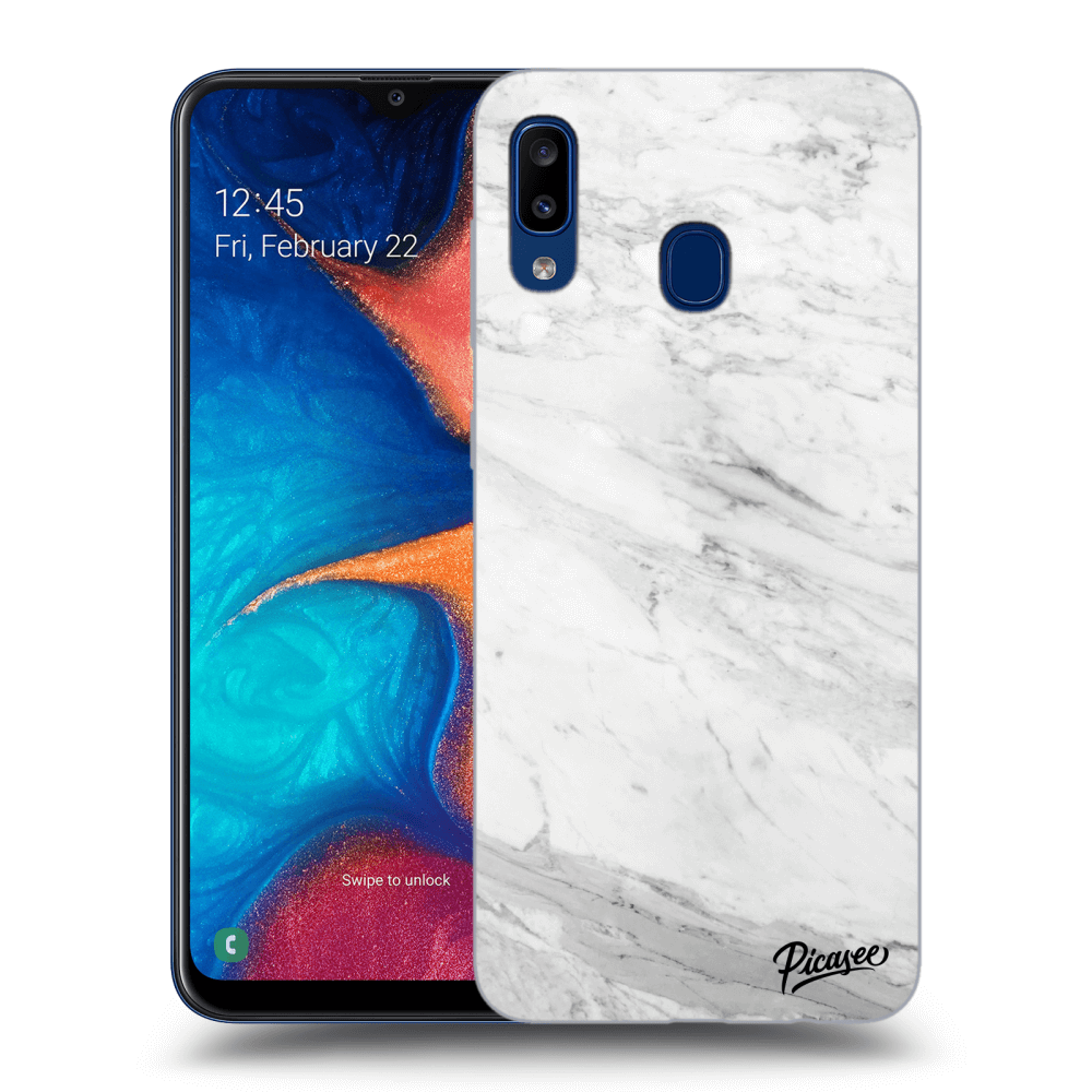 Picasee Samsung Galaxy A20e A202F Hülle - Transparentes Silikon - White marble