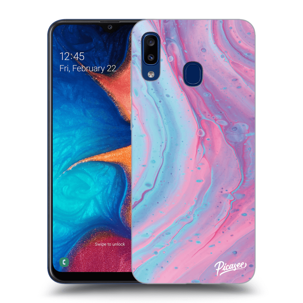 Picasee Samsung Galaxy A20e A202F Hülle - Schwarzes Silikon - Pink liquid