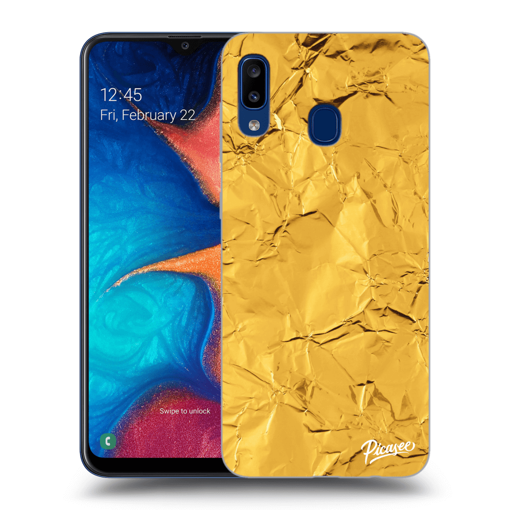 Picasee Samsung Galaxy A20e A202F Hülle - Transparentes Silikon - Gold