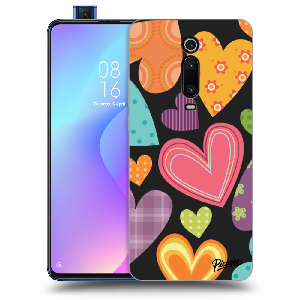 Picasee Xiaomi Mi 9T (Pro) Hülle - Schwarzes Silikon - Colored heart