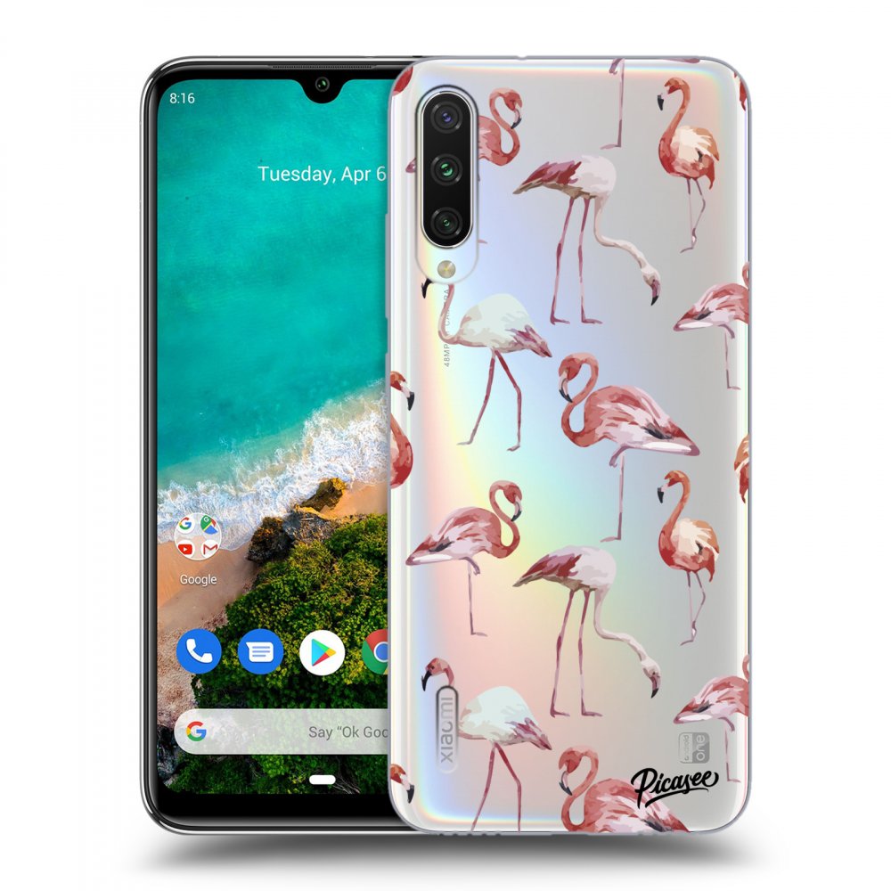 Picasee Xiaomi Mi A3 Hülle - Transparentes Silikon - Flamingos