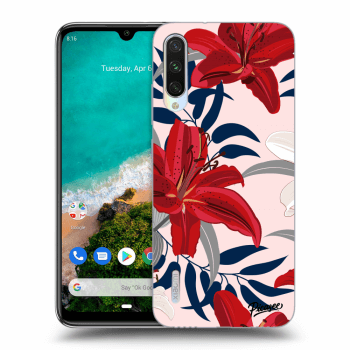 Picasee Xiaomi Mi A3 Hülle - Transparentes Silikon - Red Lily