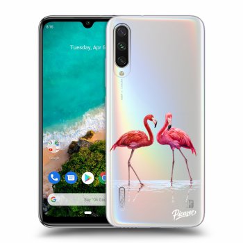 Picasee Xiaomi Mi A3 Hülle - Transparentes Silikon - Flamingos couple